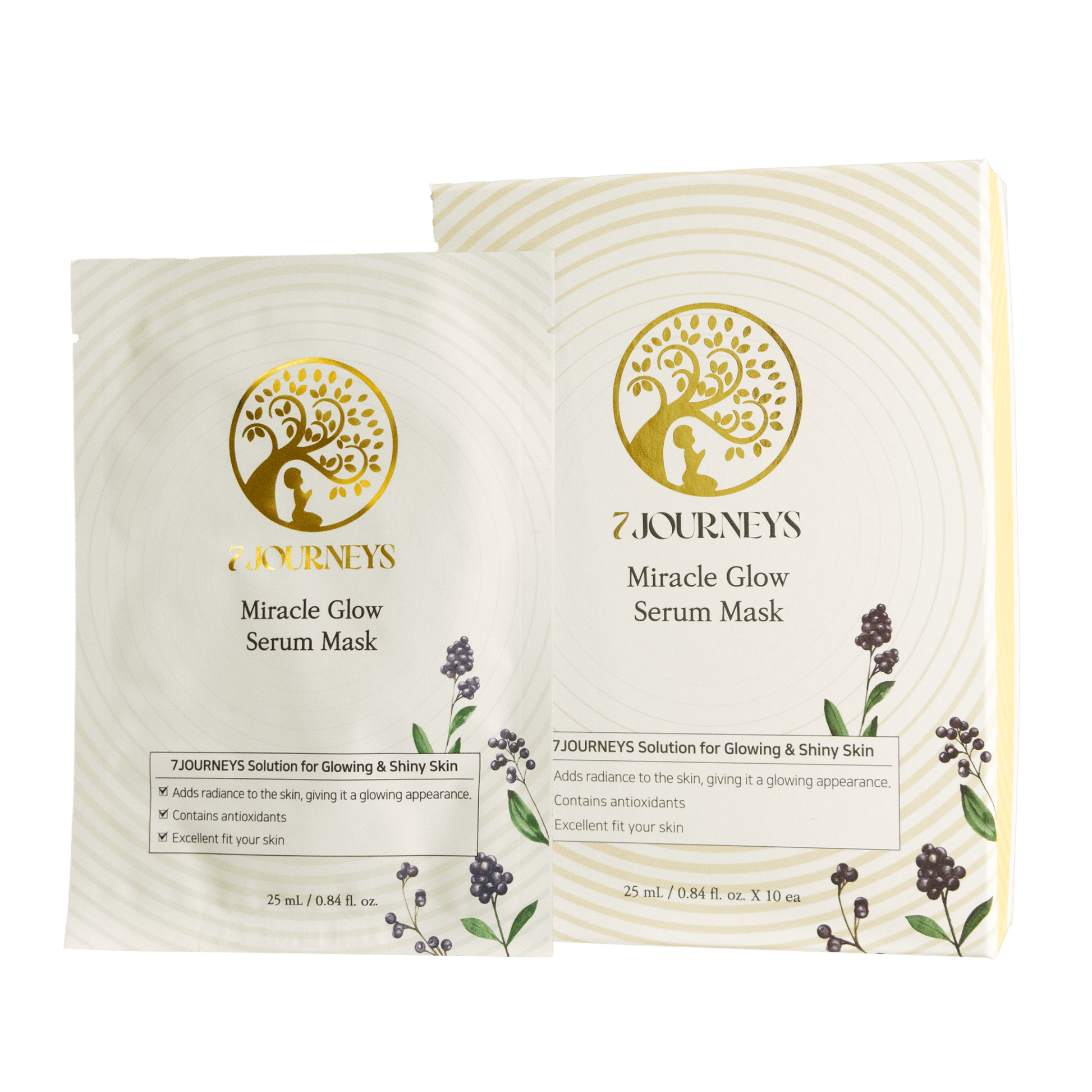 7 Journeys Miracle Glow Serum Mask with superfruits for hydrated, refreshed skin