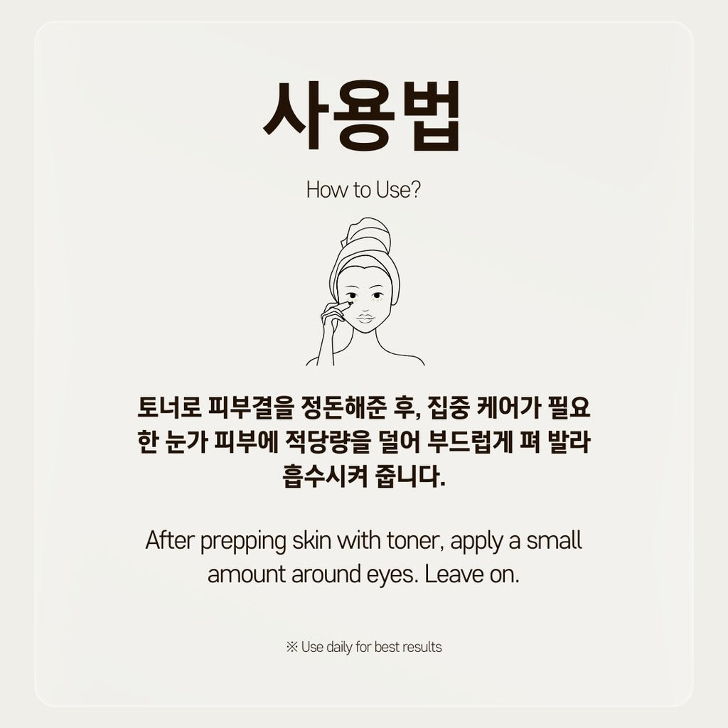 Instructions for using 7 Journeys Miracle Timeless Eye Cream. Gently apply to clean under-eye area daily