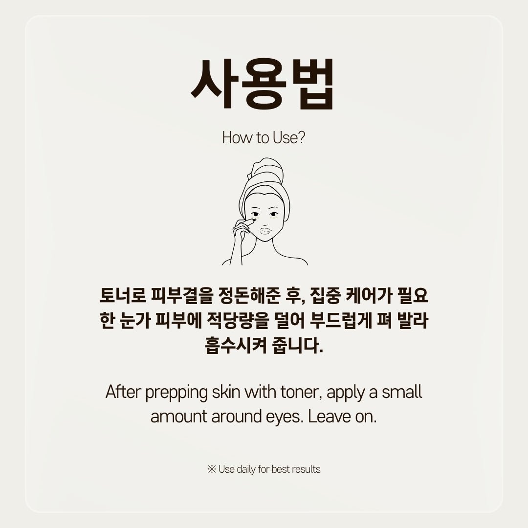 Instructions for using 7 Journeys Miracle Timeless Eye Cream. Gently apply to clean under-eye area daily